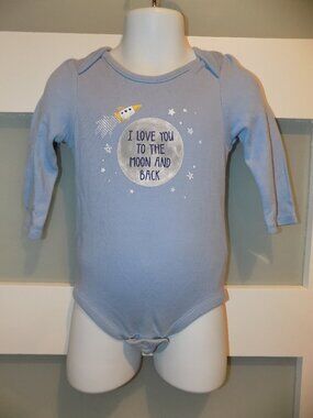 Baby Gap Blue "I Love You To The Moon And Back" LS Snap Tee Size 6/12 Months